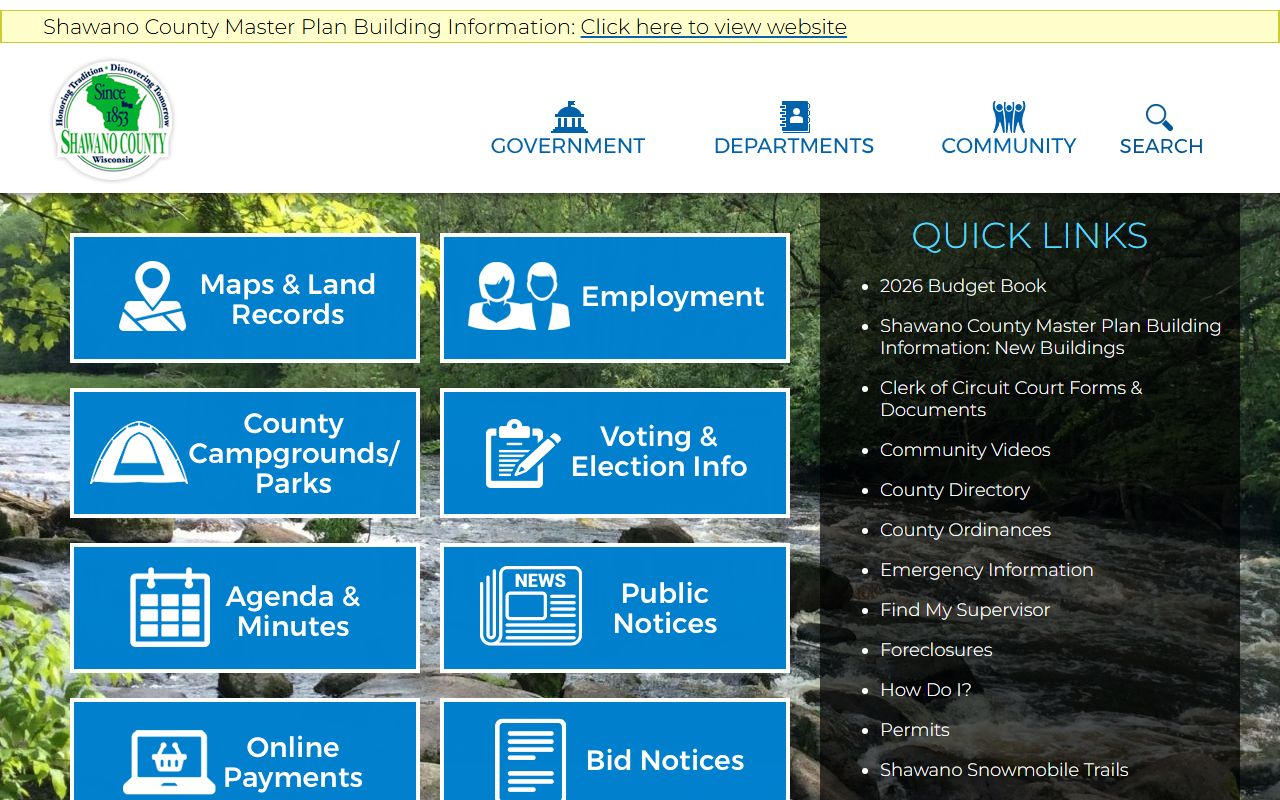 Shawano County death records county government website