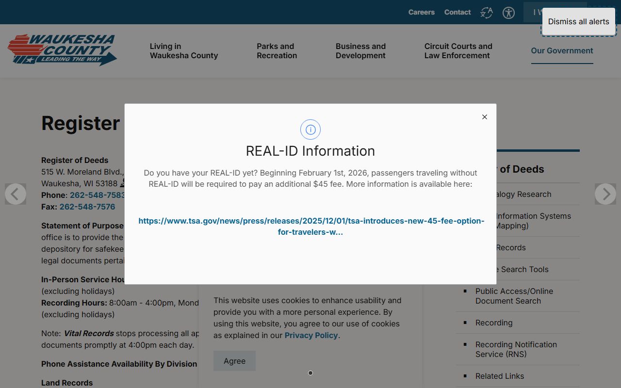 Waukesha County death records office